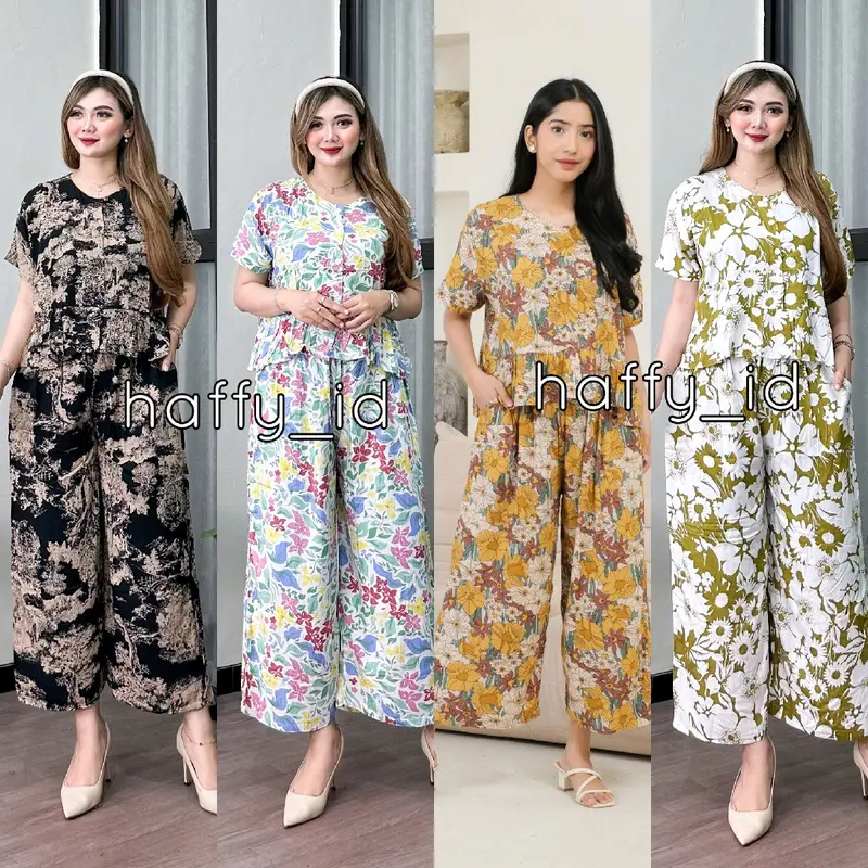 ONE SET SETELAN WANITA ELMIRA SET ATASAN  KUTUNG CELANA KULOT 7/8 RAYON PREMIUM 4