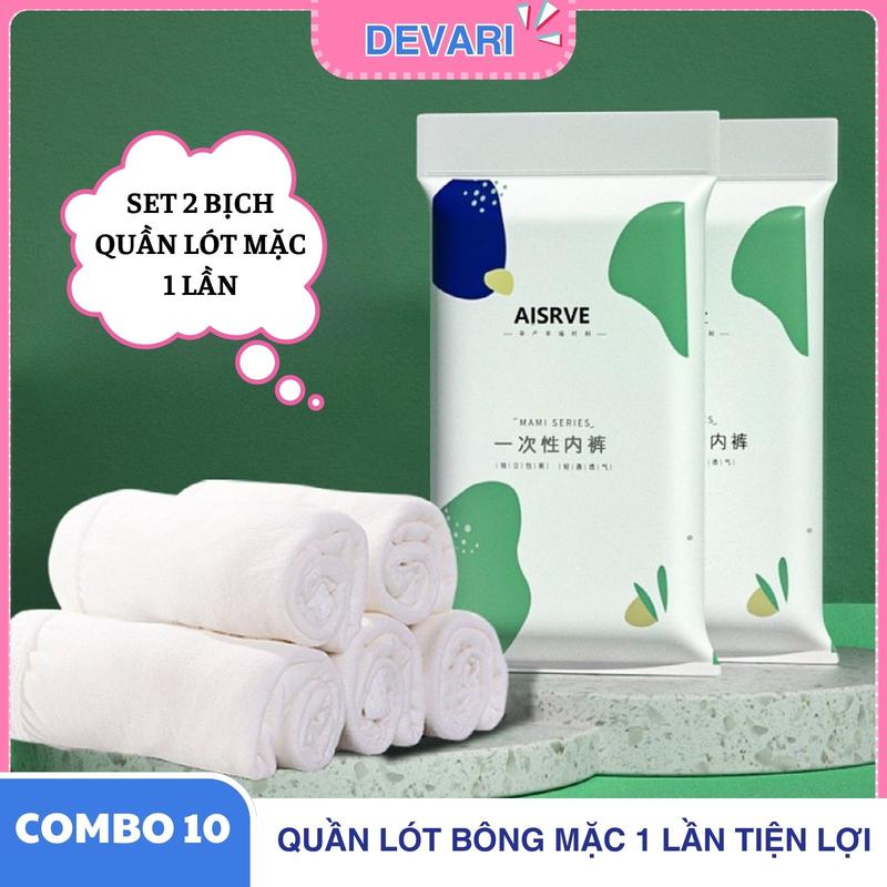 Combo 10 Quần lót nữ giấy dùng 1 lần siêu tiện ích - SET 2 Bịch Quần chip nữ đáy 2 lớp kháng khuẩn cho các nàng thoải mái tiện lợi đi du lịch DEVARI CBL474 chip bông