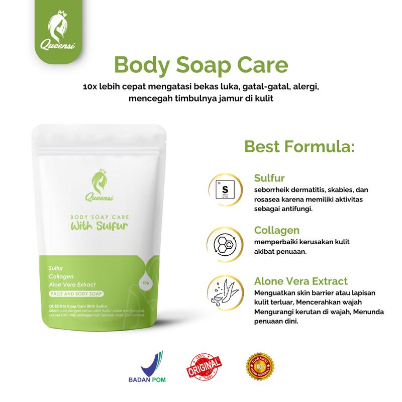Queensi Soap Sulfur original dan BPOM - mencegah Gatal, Dermatitis 2