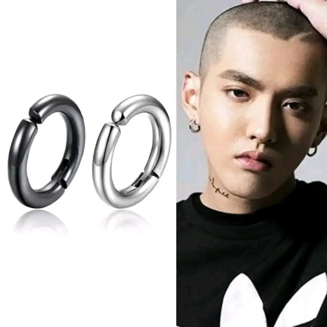 ANTING JEPIT HOOP TAMPA TINDIK PRIA DAN WANITA ANTI KARAT ANTI LUNTUR Titanium Aksesoris Stainless Earrings