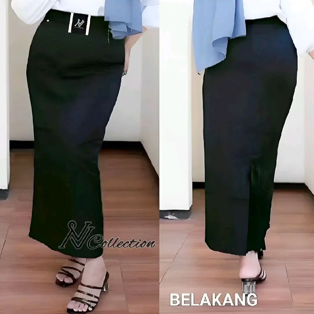 Rok Span Rempel Belakang Formal Rok Kerja Kantor Sekolah Kain Twist Licin Premium