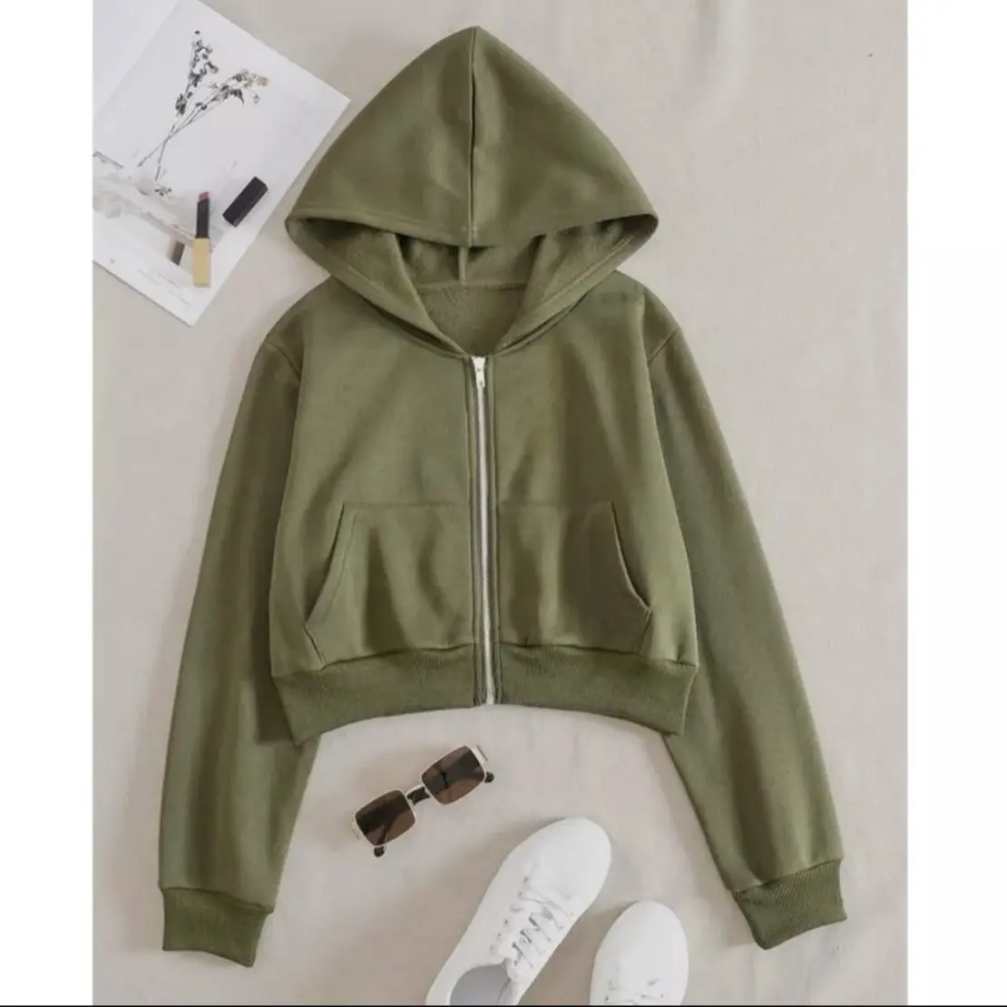 HOODIE ZIPPER BASIC POLOS CROPTOP POLOS KEKINIAN Fleece Wanita imut sum birulangit