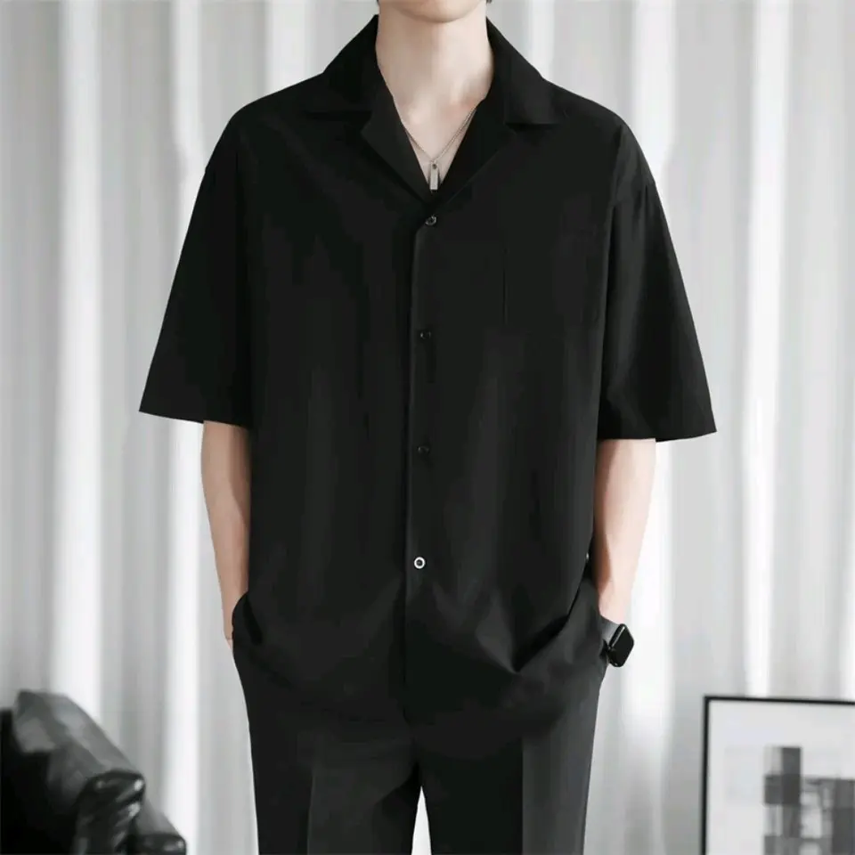 Kemeja Hawai Polos Piyama Lengan Pendek V-neck Pria wanita Dewasa Terbaru
