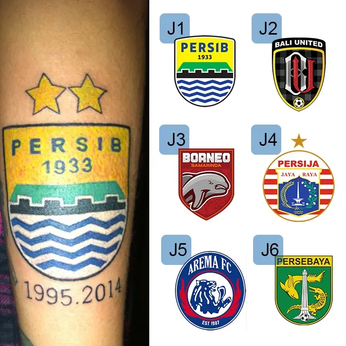 【Jersey】 Tato Temporer Bola Anti Air / Tattoo Temporary Liga Sepak Bola Indonesia Futsal Soccer