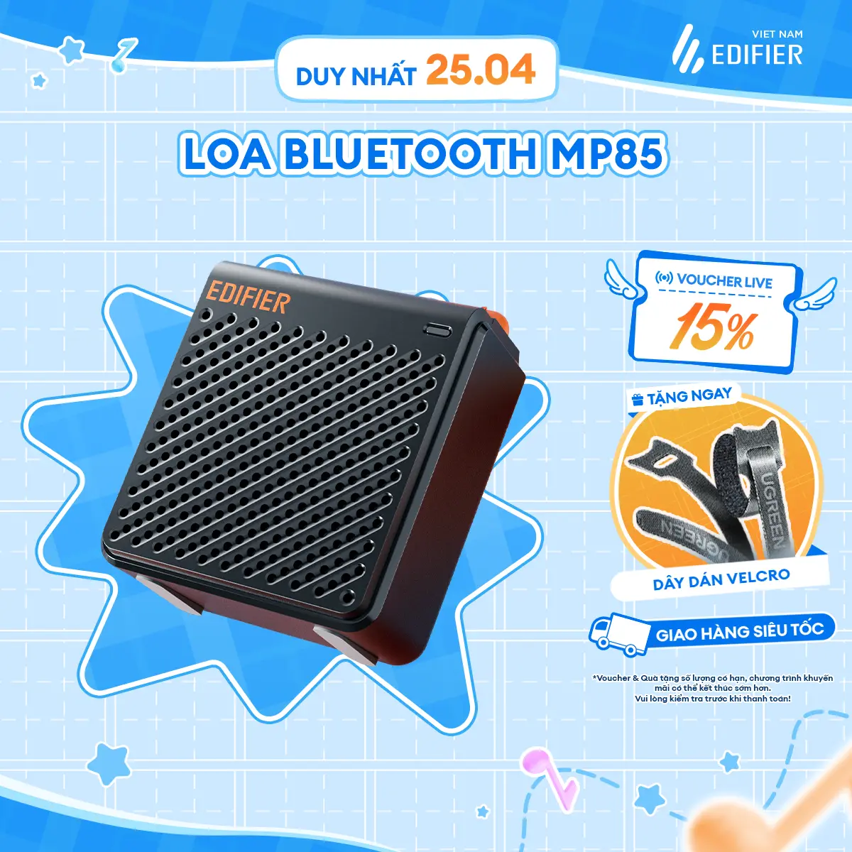 Loa Bluetooth Mini V5.3 Wireless EDIFIER MP85 | Thời lượng pin 8H | Edifier Connect App | Hàng chính hãng Bảo hành 15 tháng Củ Loa Nghe Nhạc