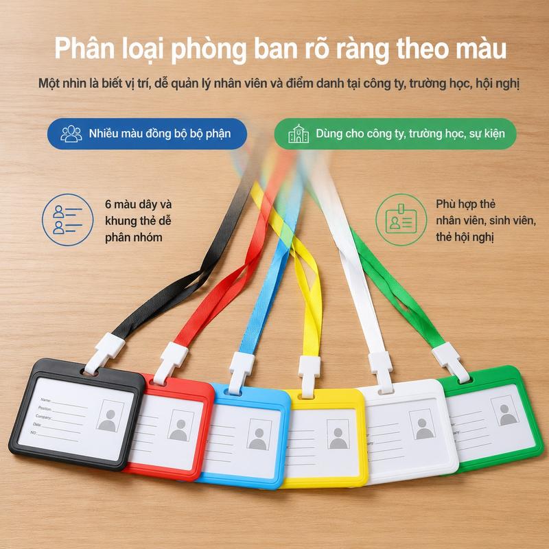 Thẻ Nhân Viên Dùng Cho Văn Phòng Cửa Hàng Sự Kiện Chất Liệu Bền Đẹp Dễ Đeo Viền Bao Đệm Ẩm Sát Thẻ Che Mép Chống Cong Góc