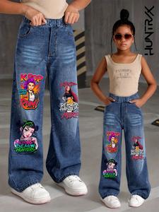 Jeans con Estampado Gráfico para Niñas, Ropa Casual de Moda para Edades 8-12, Jeans de Mezclilla Ajustados para Otoño e Invierno, Ropa de Moda Juvenil