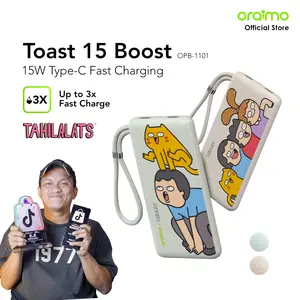 [Exclusive SEFRICOTECNO] oraimo Tahilalats Powerbank Toast 15 Boost OPB-1101 Fast Charging Charger Power Bank 10.000mAh 15W Fast Charging Type C Cute Pastel Colors