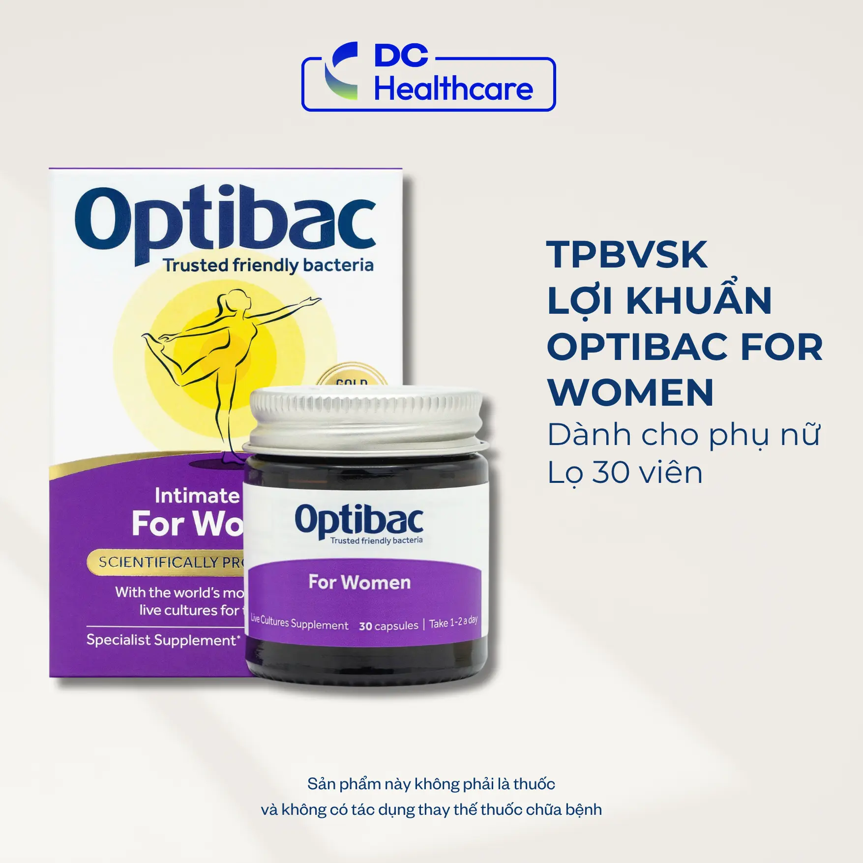 Men vi sinh phụ khoa Lọ 30 VIÊN TPBVSK Optibac For Women Bổ sung lợi khuẩn cho phụ nữ
