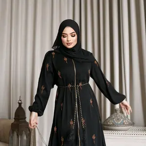 gamis abaya saraza tipe syania Muslim Wanita Dress Dewasa Syari Remaja Lebaran Pesta Mewah Hitam