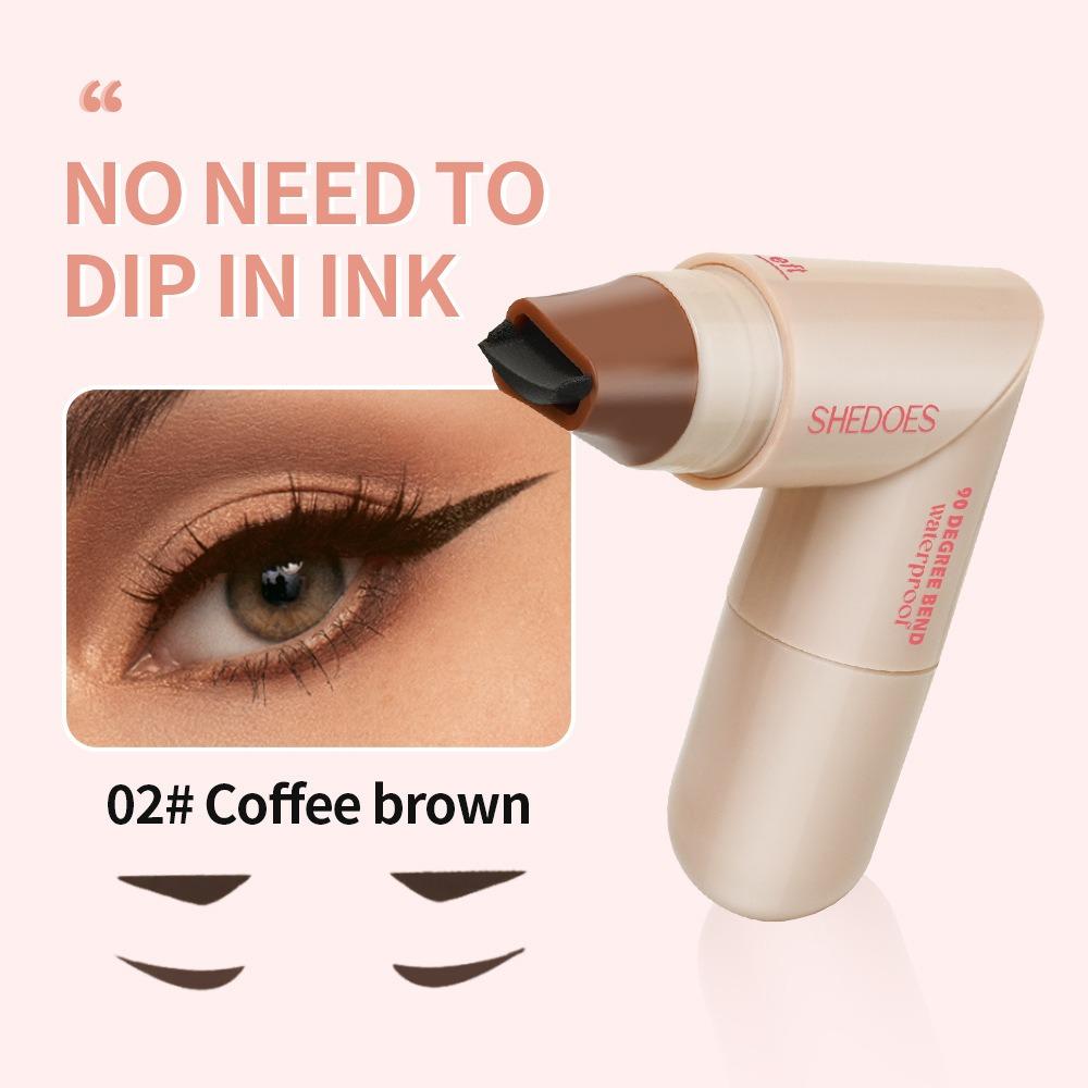 Double-Sided Rotating Design Eyeliner Stamp Pen, Brown & Black Waterproof Sweatproof Smudge-Free Makeup Tool, Perfect for Beginners Quick Eye Makeup, Enhance Eye Makeup