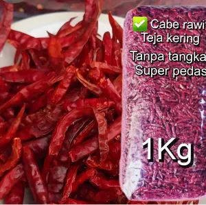 CABE RAWIT TEJA MERAH KERING INFOR INDIA KUALITAS SUPER PEDAS Organik Alami 1KG Cabai Food