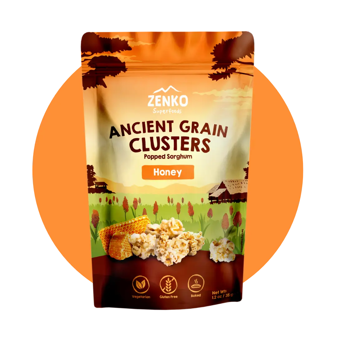 Zenko Superfoods - Ancient Grain Clusters - Golden Honey (Healthy Sorghum Snack)