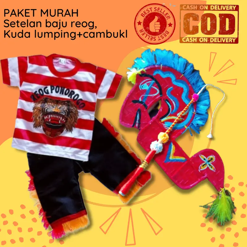 Set baju reog dan jaranan kuda lumping+cambuk Fashion 6