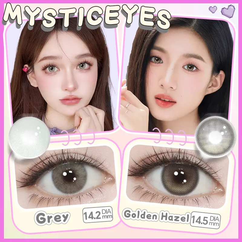 Mysticeyes Grey Colored Contact Lenses Softlens Normal Softlens 14.0mm-14.5mm Free Lens case