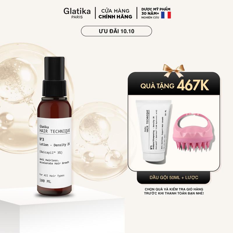 Lotion xịt dưỡng tóc và hỗ trợ mọc tóc 3% Baicapil - Glatika Hair Technique 100ml