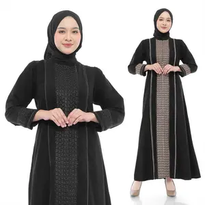 Comera - Abaya Adiba Dress Gamis Hitam Jetblack Bordir Mewah Elegan Umroh Kajian Pesta Lebaran 534