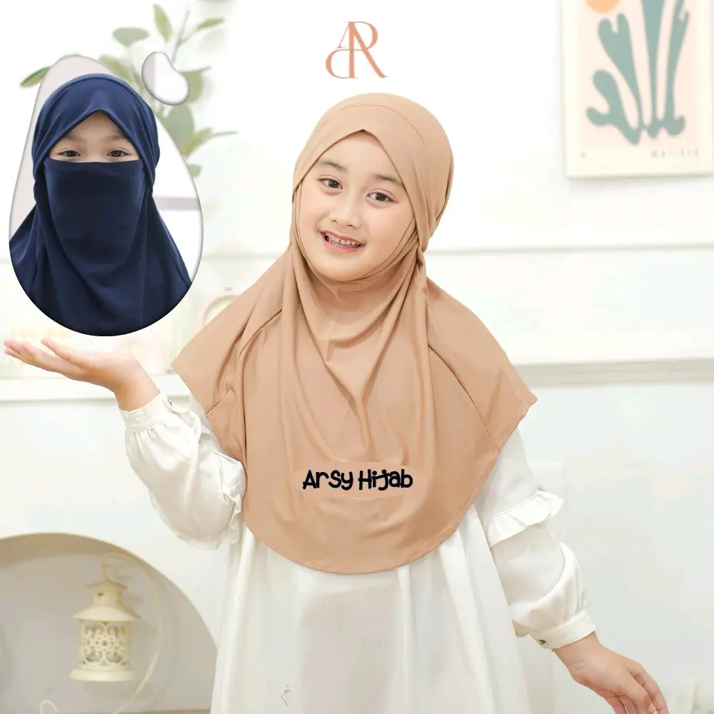 Kerudung Anak Perempuan Hijab instan Hijab Masker Anak Jilbab Niqab Jersey hijab Bergo khimar Terbaru Muslim Syari Bayi Wanita Renda