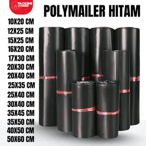 100 PCS Polymailer Plastik Packing Kantong Olshop Baju Pakaian Hitam Ekonomis Anti Sobek Waterproof