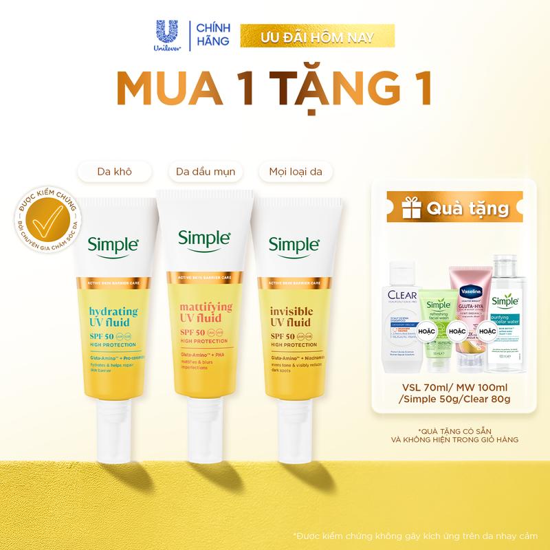 Sữa chống nắng Simple UV Fluid mỏng nhẹ tàng hình 40ml