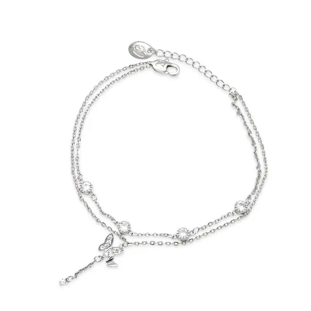 Chomel Butterfly Cubic Zirconia Bracelet - Rhodium & Rosegold
