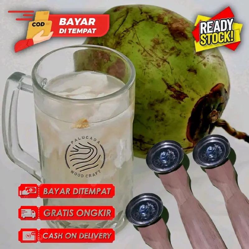 per 1 pcs kerokan Kelapa Muda Asli Kayu jati 4
