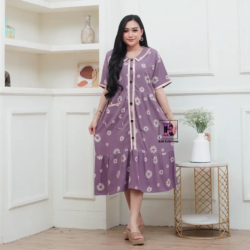 Daster terbaru 2025/ Daster Airin motif BUNGA/ Daster busui/ Dress Rayon Cantik Ruffle Santai 3