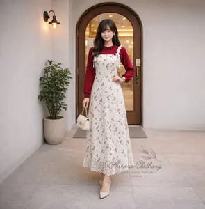 AC | [Pre-Order] Dress Aigo Bahan Matsilk Daily Dress Lengan Panjang Wanita Casual Simple Motif Elegant