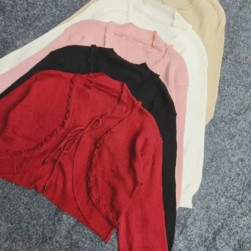 Pevita Bolero Crop Cardigan Outer Knit Tali Pita Coquette Lengan Panjang Wanita Kardigan 5