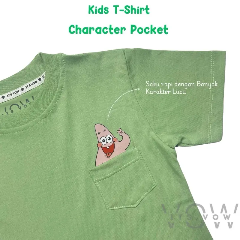 Kaos Polos Anak Bayi Unisex Premium Soft Katun 100% - Itsvow T-Shirt Saku Anak Pocket Basic Laki-Laki Perempuan Atasan Balita 1-10 Tahun 0