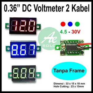 Voltmeter Digital tanpa FRAME/  Bingkai 4.5V-30V DC 3 digit 0.36"