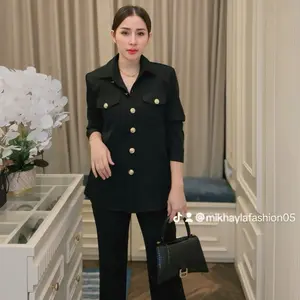 Kemeja Diana Kancing Buton Gold Lengan panjang Baju Formal
