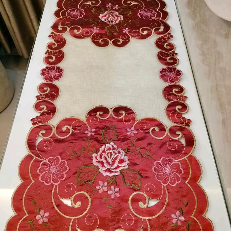 taplak meja tamu bordir impor,motif serat nanas UK 40x100cm Bunga Dekorasi 4