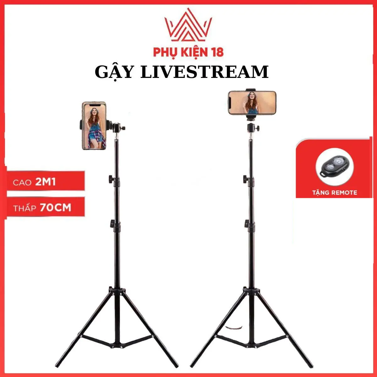 [TẶNG REMOTE] Gậy livestream quay video chụp ảnh review hỗ trợ livetream tiện lợi dễ dàng thu nhỏ mang theo Selfie Phụ Kiện