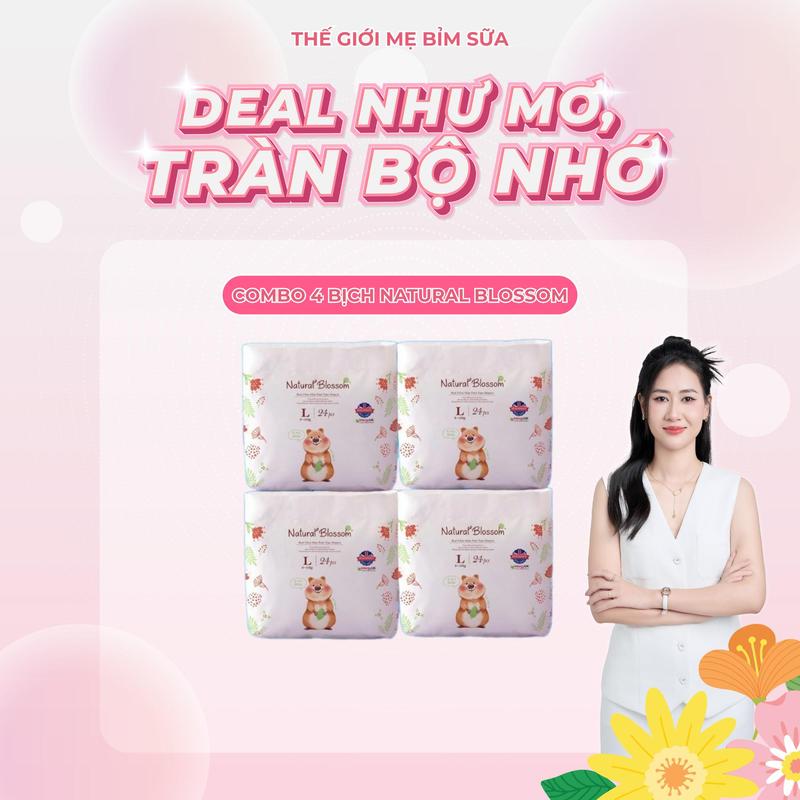 [TGMBS] Combo 4 bịch bỉm  [CHÍNH HÃNG] Natural Blossom thuần chay Hàn Quốc dành cho bé da nhạy cảm, lành tính
