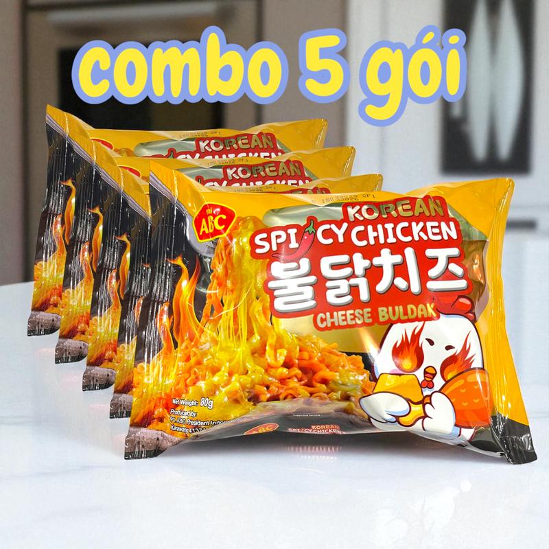 Combo 5 Gói Mì ABC Vị Gà Cay Phô Mai 80gr gói