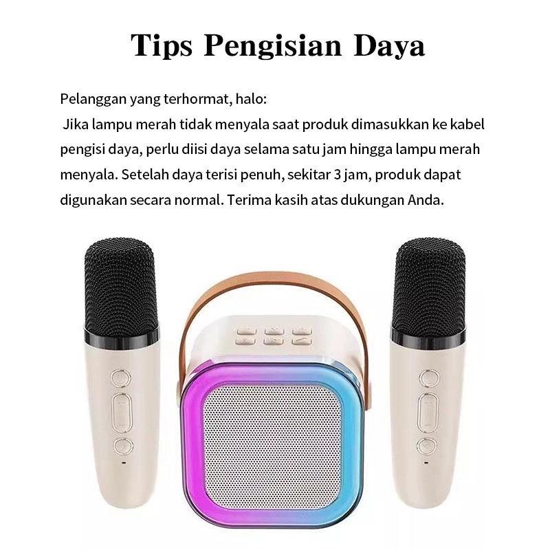 [YUNU] K12 Mini Speaker Karaoke Bluetooth Speaker With 2MIC Karaoke Set Bluetooth Mini Full bass