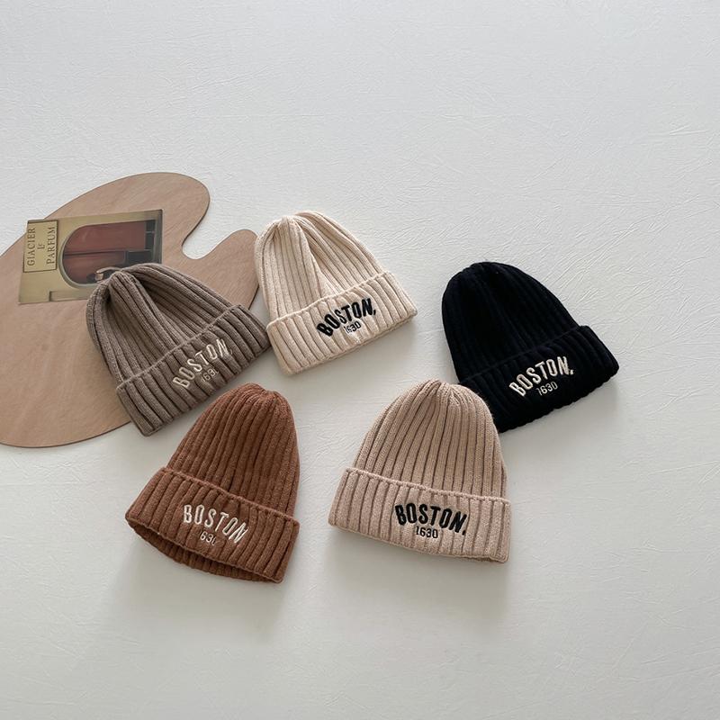 Mũ Dệt Kim Thêu Chữ Cho Bé Mũ Mùa Đông Ấm Áp Cho Trẻ Mới Biết Đi Mũ Len Cho Bé Trai Và Bé Gái Sọc Màu Trơn Hàn Quốc Mũ Lưỡi Trai Đan Cho Trẻ Em