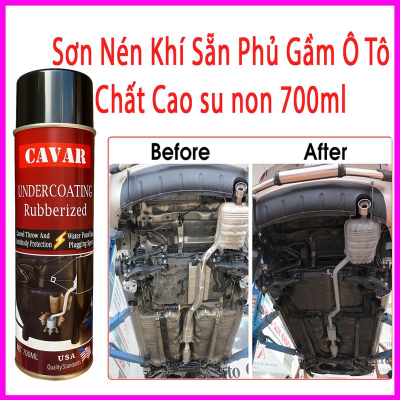 Màu Đen Sơn phủ gầm ô tô - Bình nén khí xịt tay 700ml - Sơn chống xét gỉ chống ồn cho xe ô tô