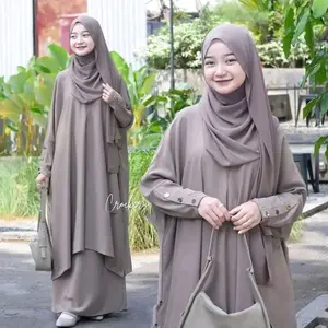QAMIRA ABAYA DRESS REMAJA PEREMPUAN KEKINIAN ONE SET DRES DAN ROK CRINCLE AIRFLOW GAMIS WANITA TERBARU BAJU MUSLIM JUMBO ONE SET ATASAN