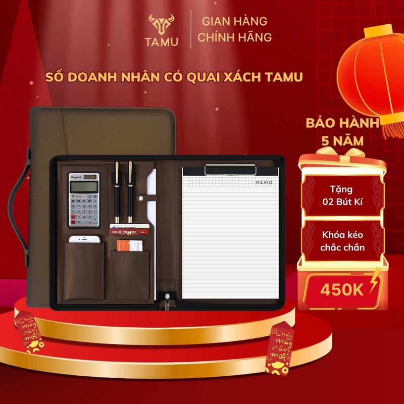  Sổ doanh nhân TAMU Quai Xách đựng tài liệu bán hàng kinh doanh hợp đồng đàm phán sổ tay doanh nhân Bag Nam Da khóa kéo tối giản cặp  táp 