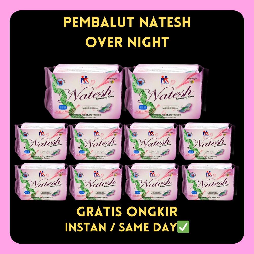 Natesh Pembalut Night Ungu 290mm ISI 10 Lembar Original Mencegah Keputihan & Gatal-gatal Gratis Ongkir - Biru - 15 PANTYLINER