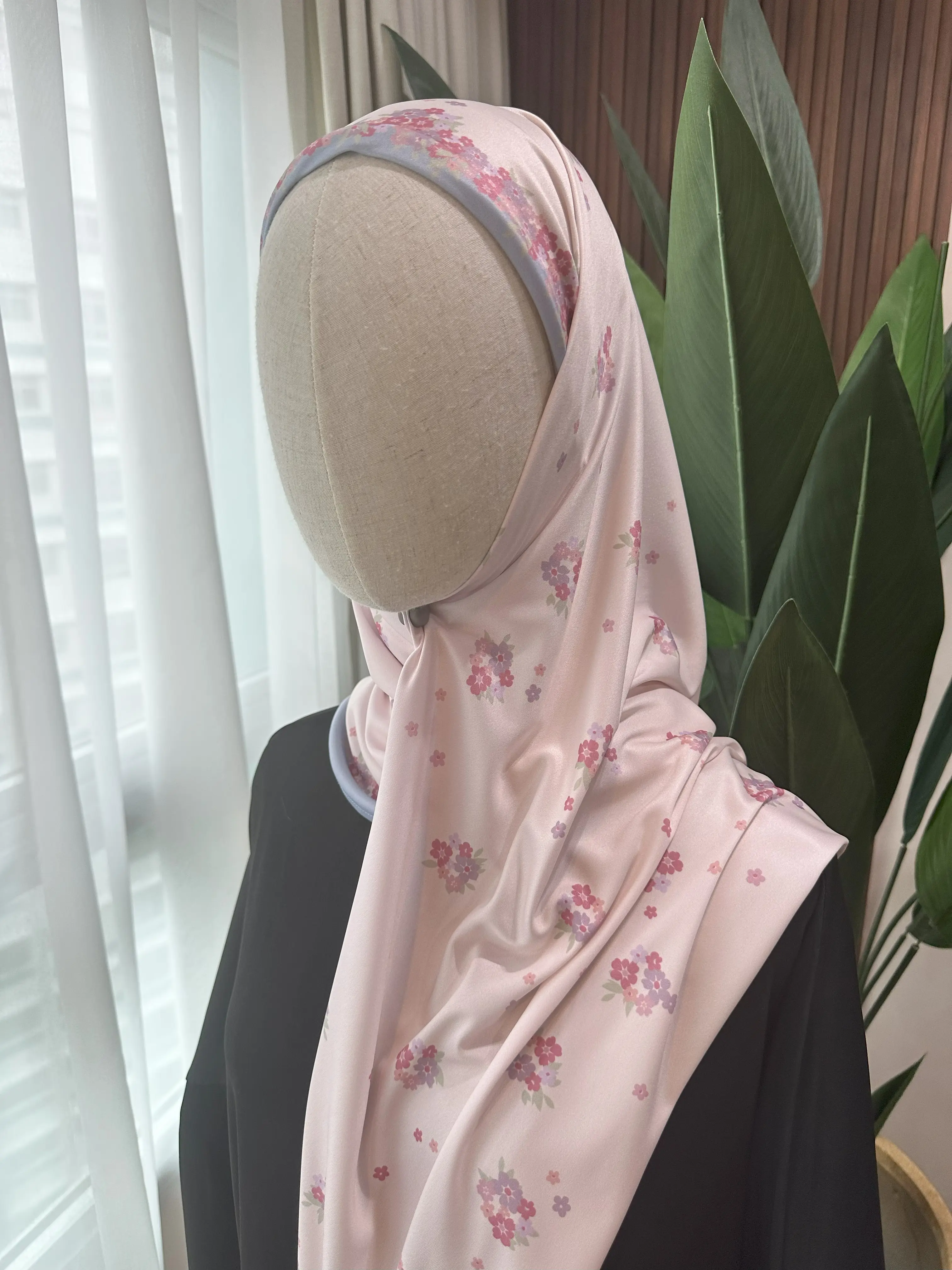 Blush Grey Shawl With Inner - Hijab for Women