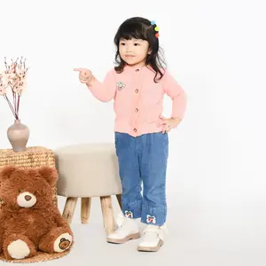 NAS Kids Baju Anak Cardigan Rajut Round Neck Satu Saku Bawah Bordir Cinnamoroll Bahan Akrilik Lembut Tidak Gatal