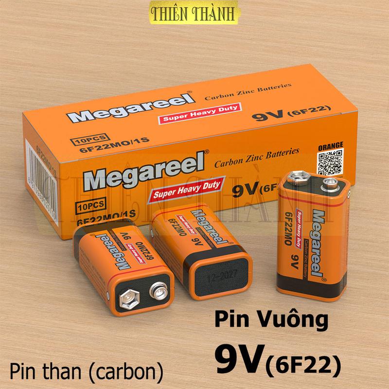 Pin 9V Megareel 6F22MO,pin vuông ,cho micro không dây, báo động khói,đồng hồ…