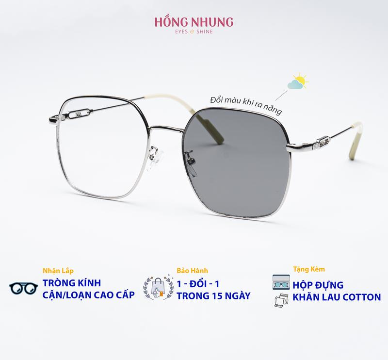 Gọng kính cận nam nữ đổi màu dáng vuông kim loại cao cấp phù hợp mọi dáng mặt M35 cắt độ cận free - Women Mắt Kính KINHMATHONGNHUNG