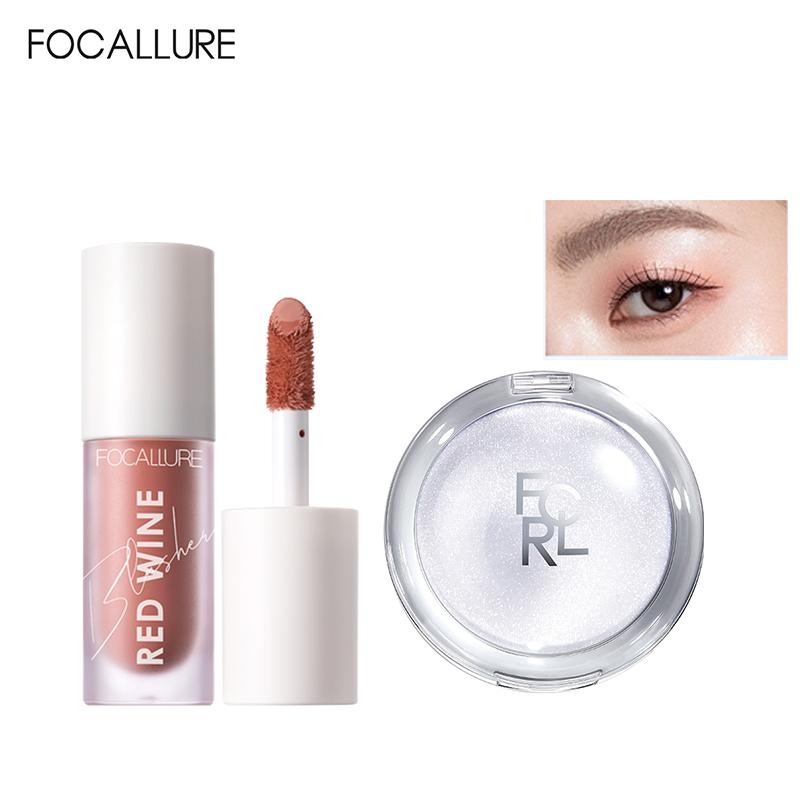 FOCALLURE Bộ Trang Điểm 2 Món Phấn Bắt Sáng + Má Hồng kem Dạng Lỏng
