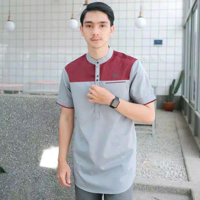 Koko Qurta Dewasa Lengan Pendek, Kurta Muslim Rama Virall, Bahan Katun Mudah Menyerap Keringat, Jahitan Rapih Istimewa 3