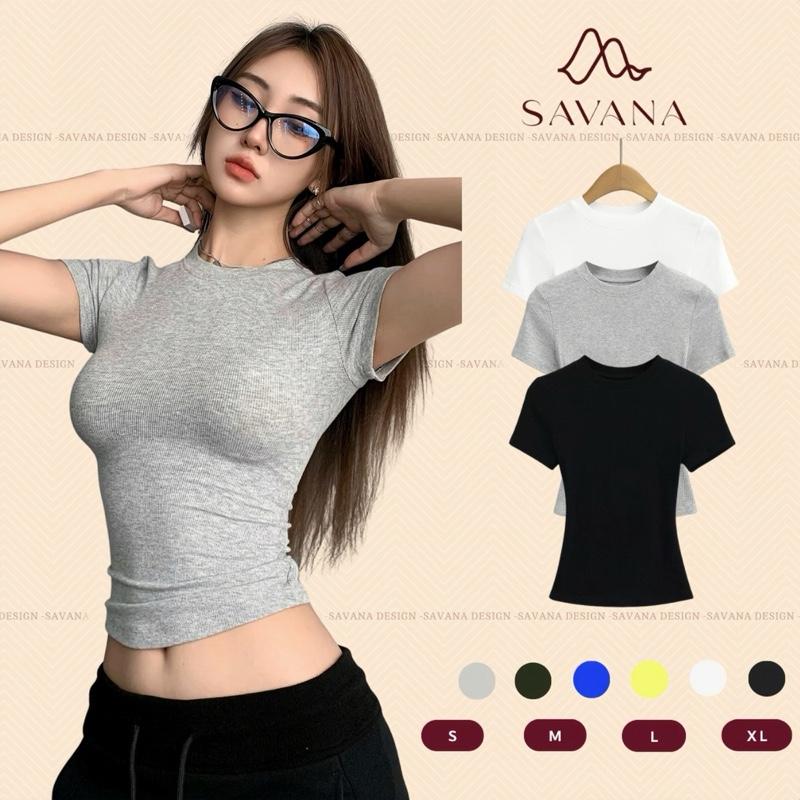  SAVANA Áo Thun Tay Ngắn Ôm Body Chất Cotton Mịn Co Giãn Bốn Chiều Thoáng Mát Woman SAVANA D05 Cho Phụ Nữ 