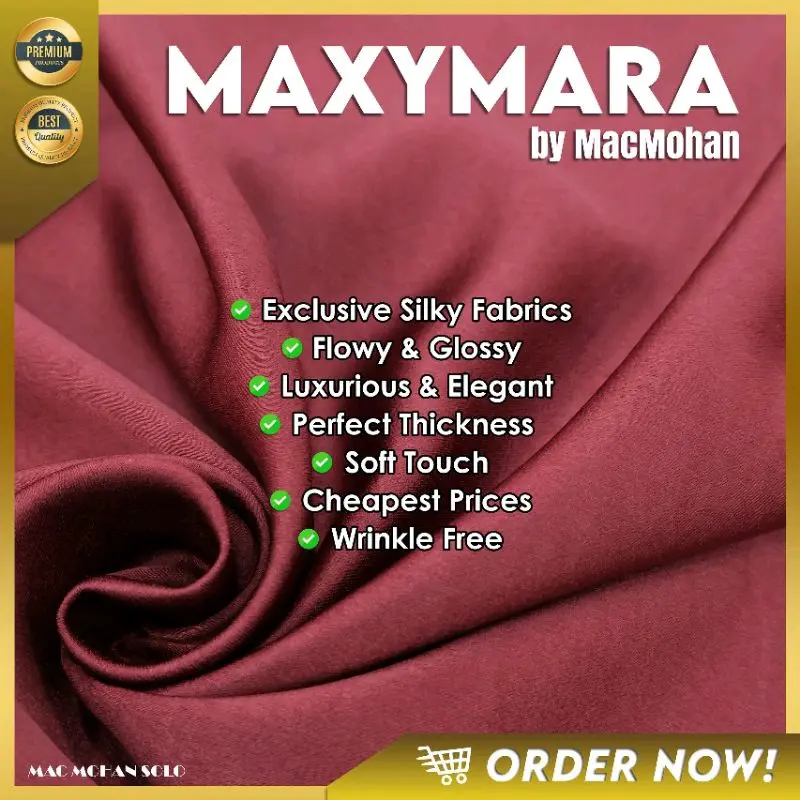 Kain MAXYMARA PURESILK Original Termurah Per 0.5m Kain Satin Maxy Mara Sateen Bridesmaid Premium Quality Kain Furing Kebaya Broklat Tile RobertoCavalli Originall 1
